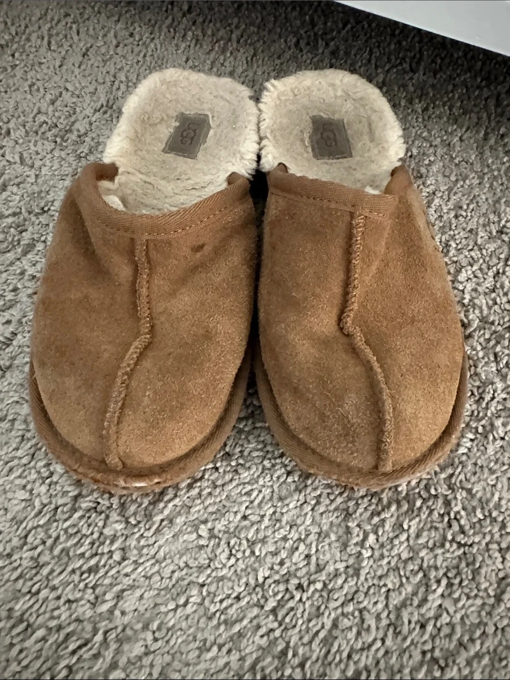 UGG Chestnut Suede Shearling-Lined Slip-On Clogs